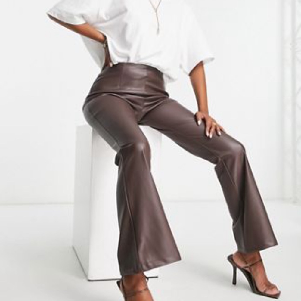 Faux leather Brown Pants ASOS design